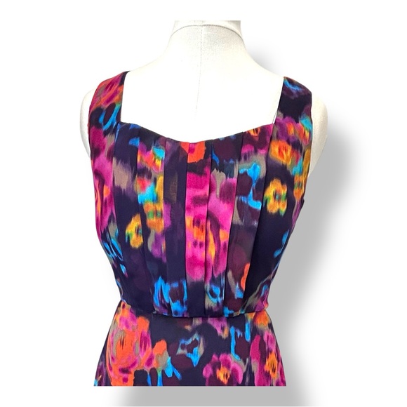 Tahari Arthur S Levine Womens Mini Dress Sleeveless Floral Chiffon Semi-Formal 8 - Picture 2 of 11